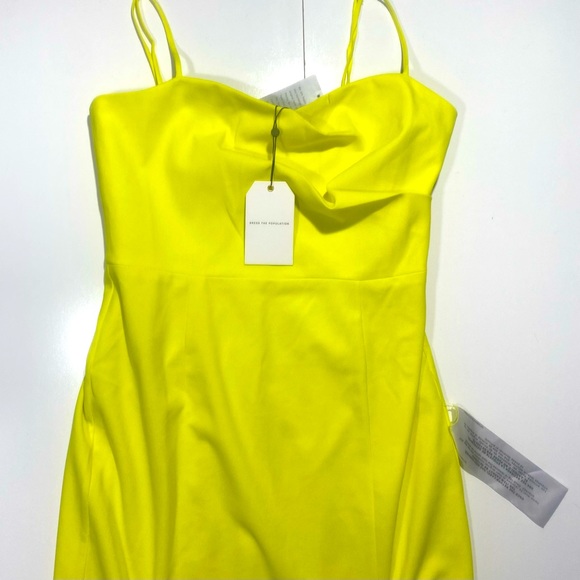 Dress the Population Alana Bodycon Midi Dress InThe Color Lemongrass NWT L *Flaw - Picture 9 of 15